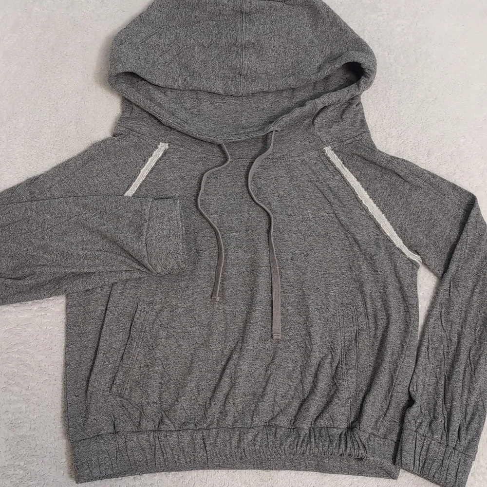 Free People‎ S/P Hoodie Kimmie Cropped Oversized Gray Sweatshirt Top Hooded